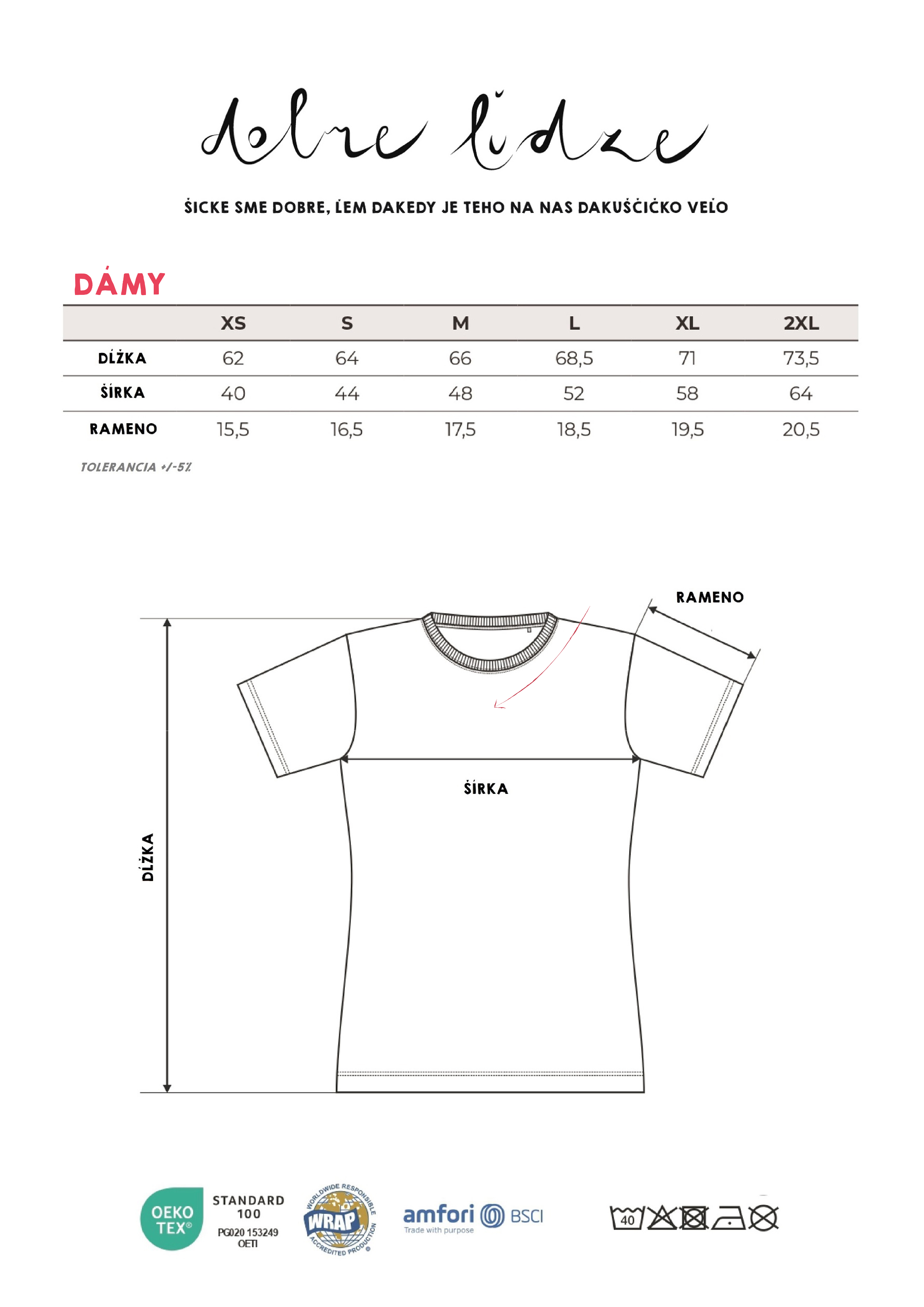 tabuľka veľkostí DÁMY